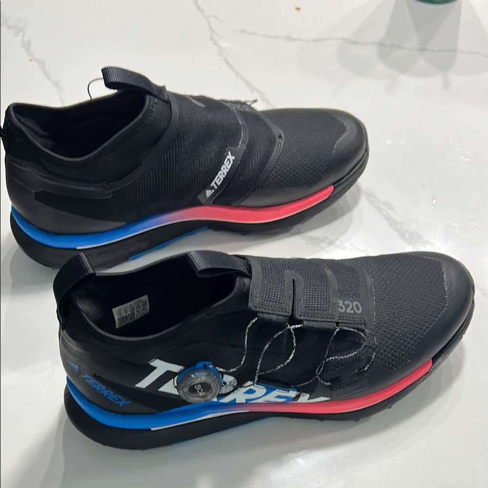 Terrex Black Athletic Shoes with Blue and Pink Highlights